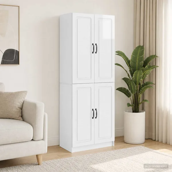 Ensemble de Meubles 2 pcs Blanc brillant Bois d'ingénierie