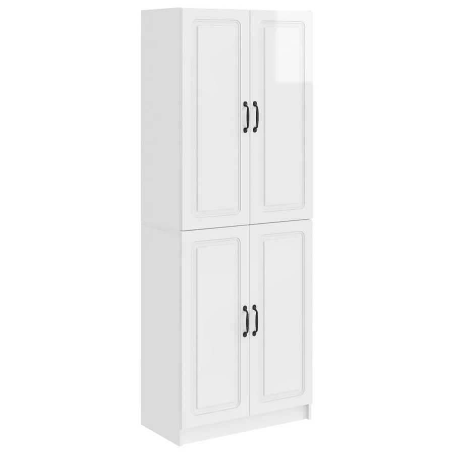 Ensemble de Meubles 2 pcs Blanc brillant Bois d'ingénierie - 2