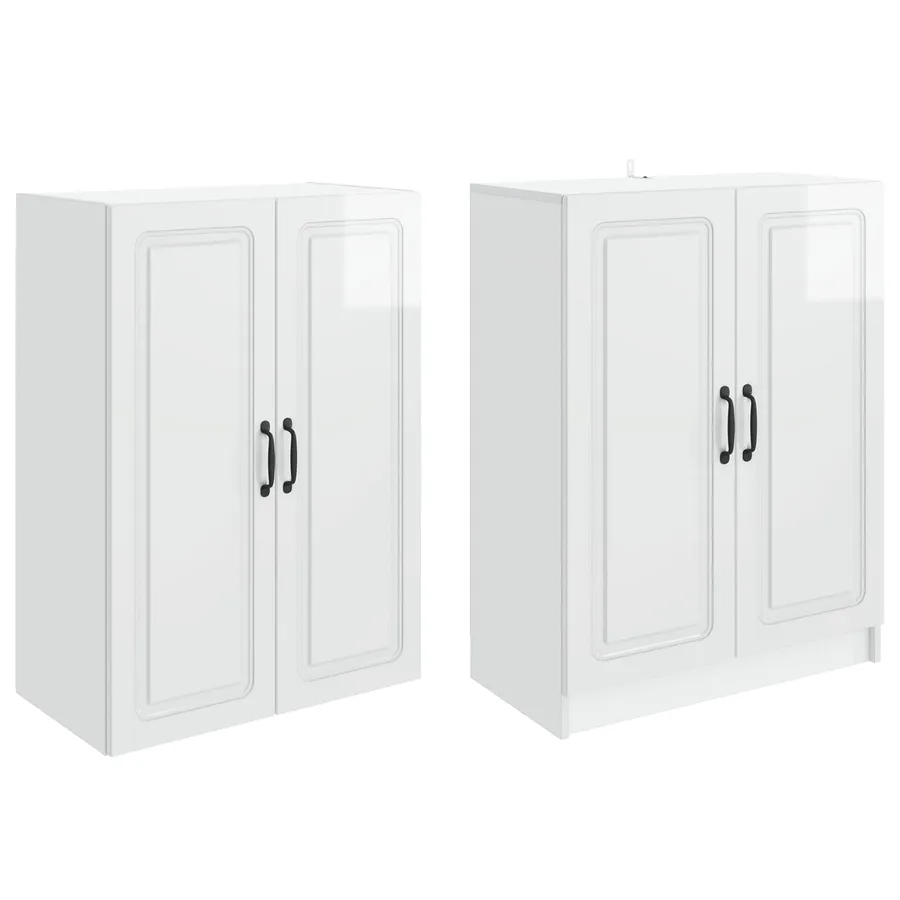 Ensemble de Meubles 2 pcs Blanc brillant Bois d'ingénierie - 4
