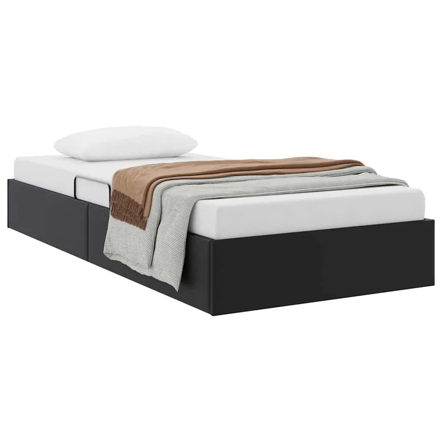 Lit de Rangement avec stockage Noir 90 x 190 cm Simili cuir - 3