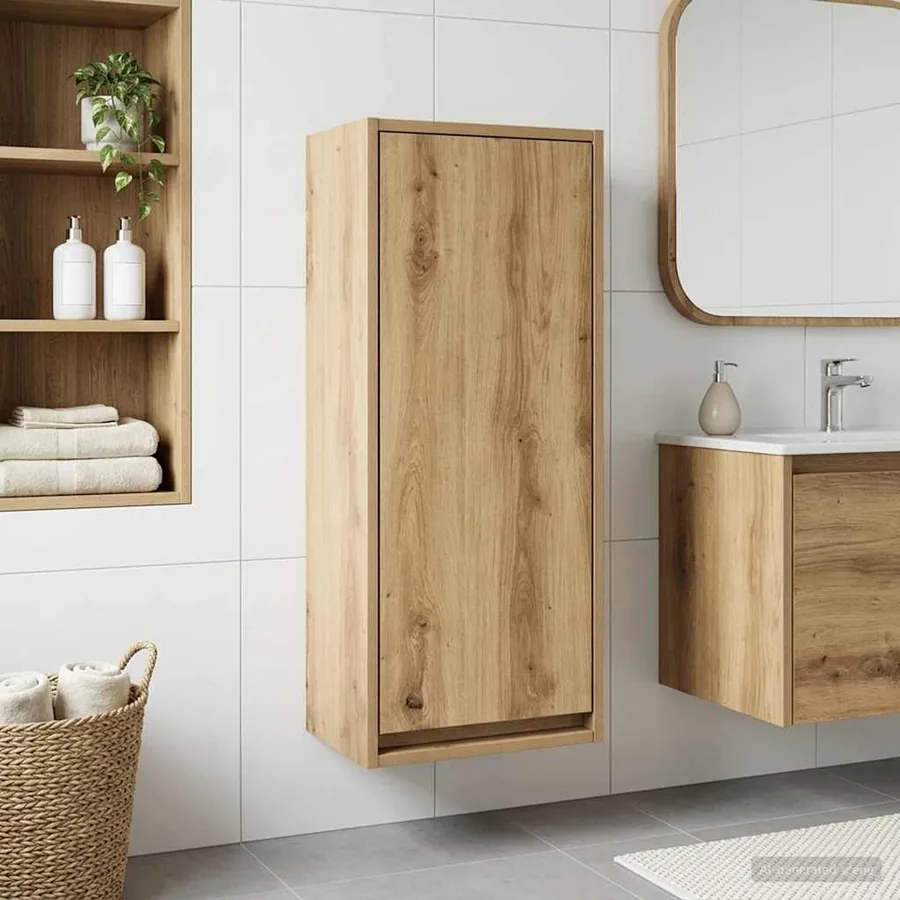 Meuble de lavabo mural Chêne artisanal 35 x 20 x 81 cm