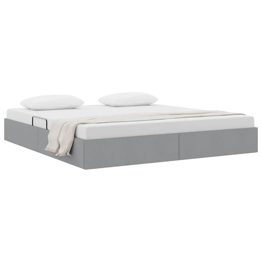 Lit de Rangement avec stockage Gris clair 180 x 200 cm Tissu - 3