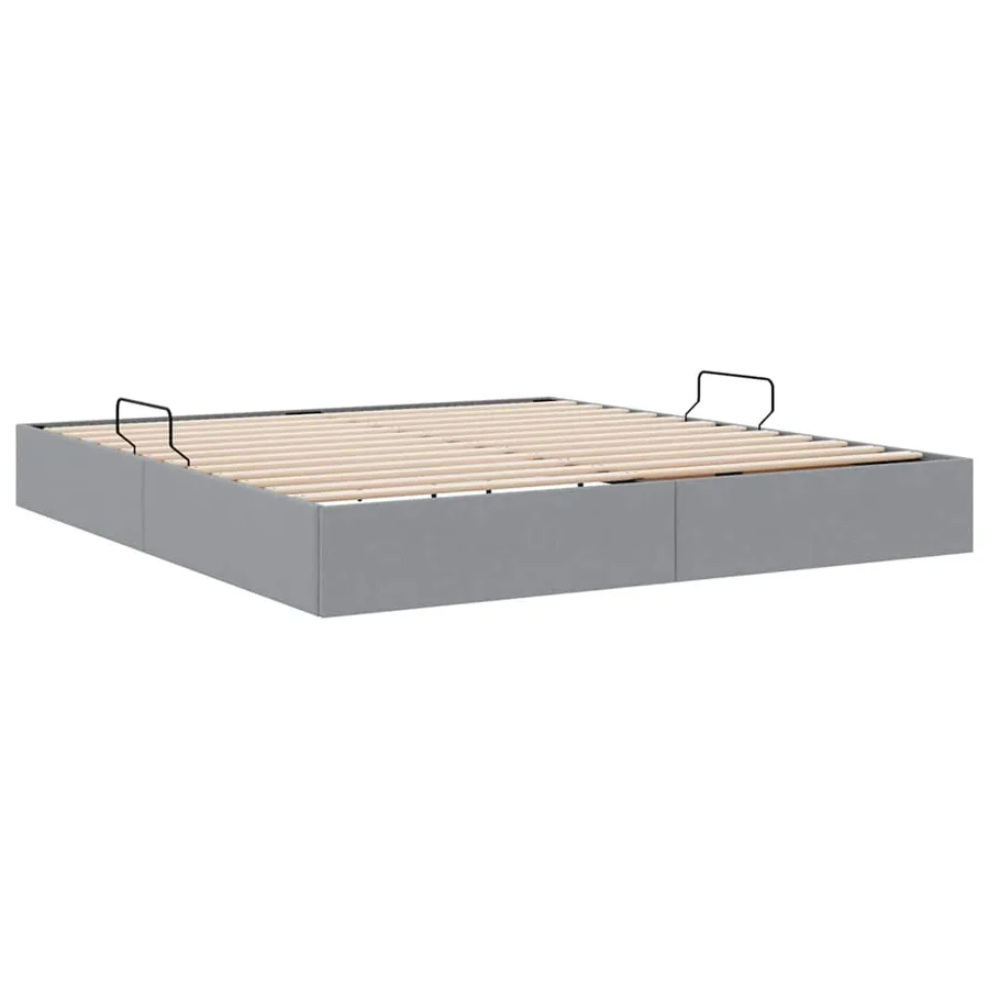 Lit de Rangement avec stockage Gris clair 180 x 200 cm Tissu - 5