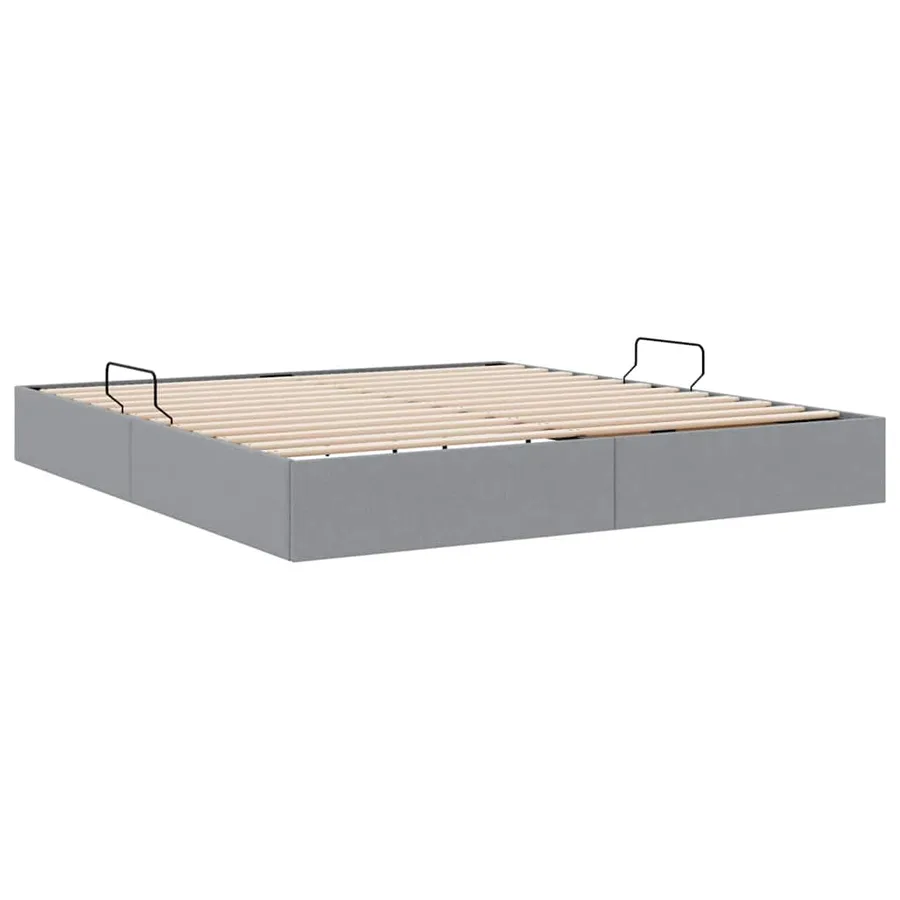 Lit de Rangement avec stockage Gris clair 180 x 200 cm Tissu - 9