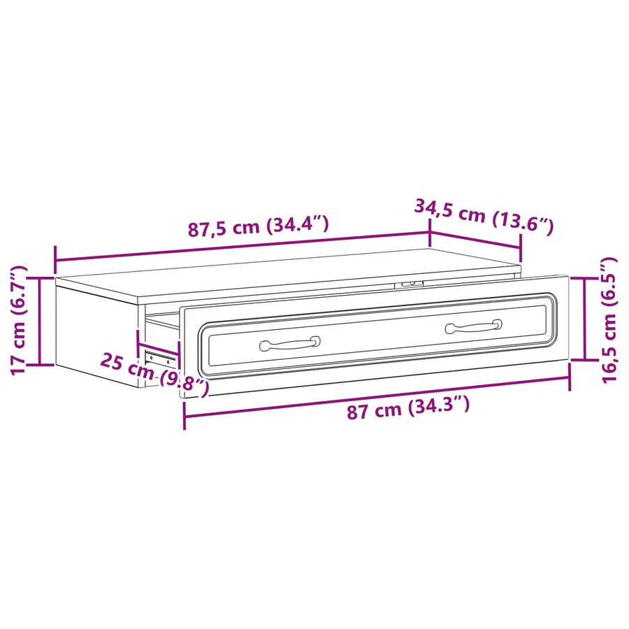Table d'appoint murale Blanc 87,5 x 34,5 x 17 cm - 10