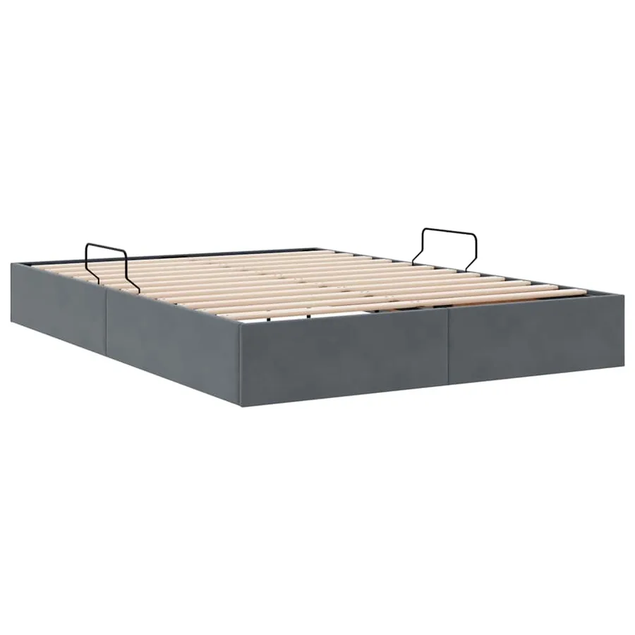 Lit de Rangement avec stockage Gris foncé 135 x 190 cm Velours - 5