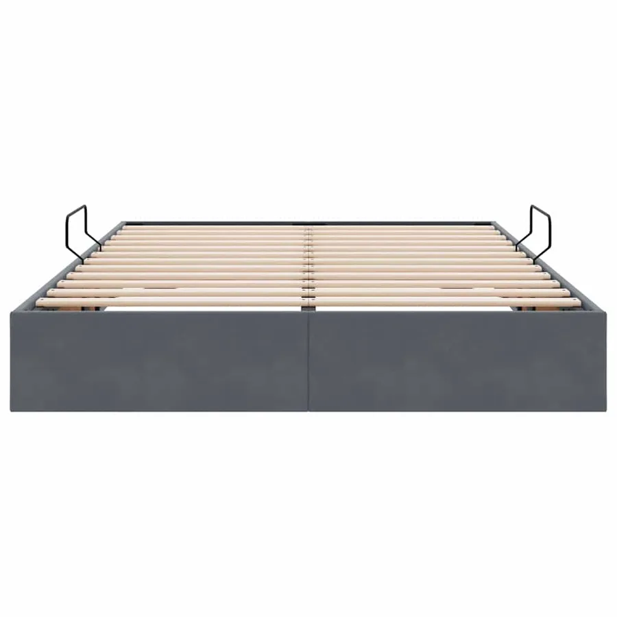 Lit de Rangement avec stockage Gris foncé 135 x 190 cm Velours - 7