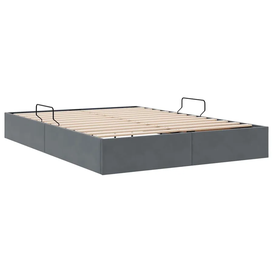 Lit de Rangement avec stockage Gris foncé 135 x 190 cm Velours - 9