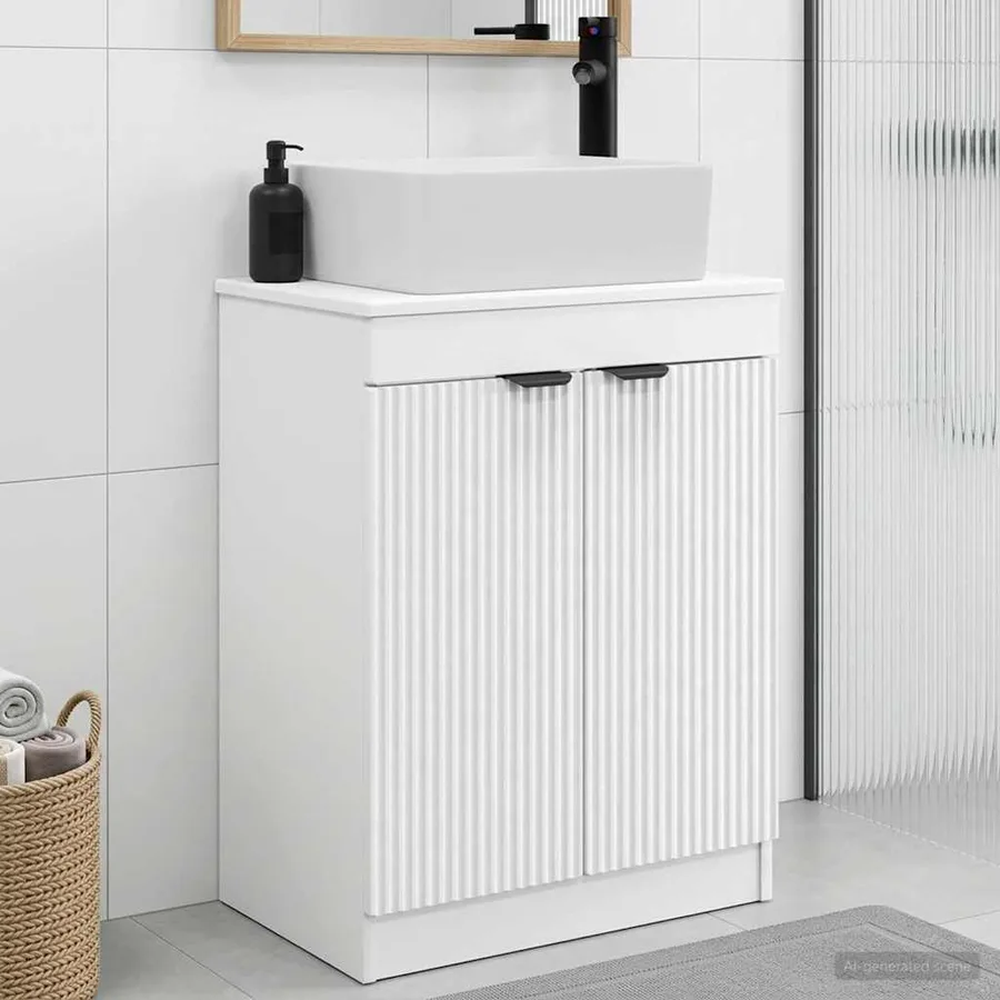 Meuble de salle de bain avec évier Blanc 54 x 35 x 83 cm - 4