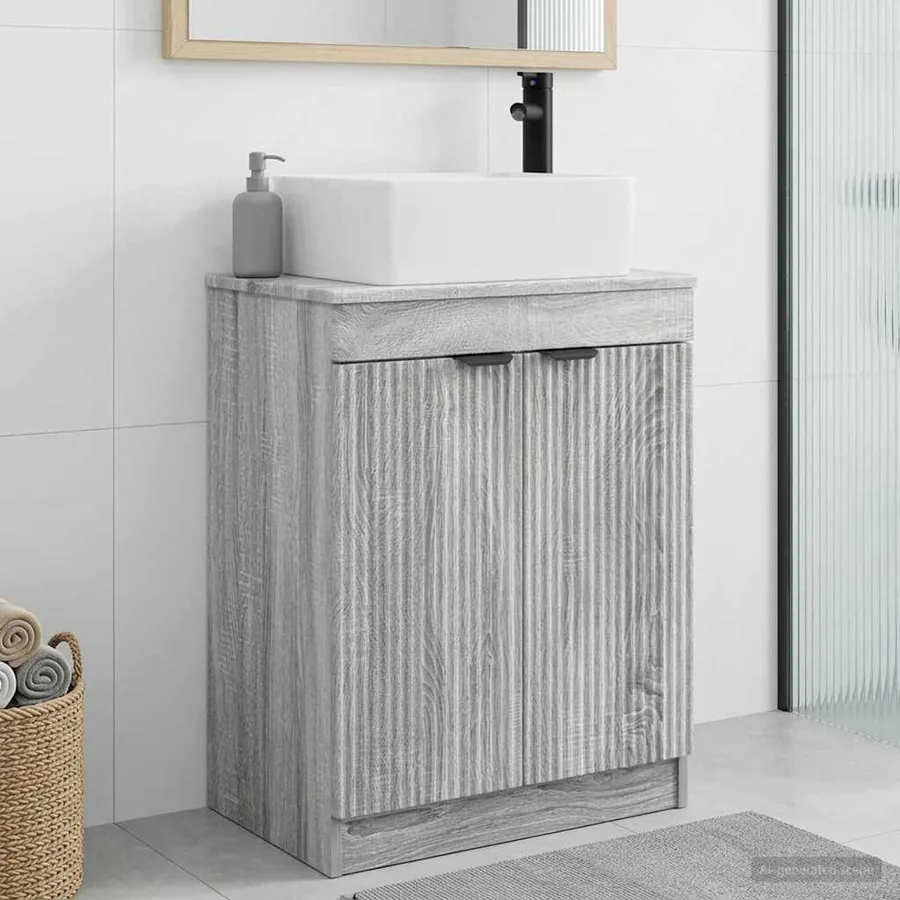 Meuble de salle de bain avec évier Sonoma gris 54 x 35 x 83 cm