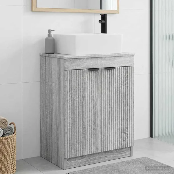 Meuble de salle de bain avec évier Sonoma gris 54 x 35 x 83 cm