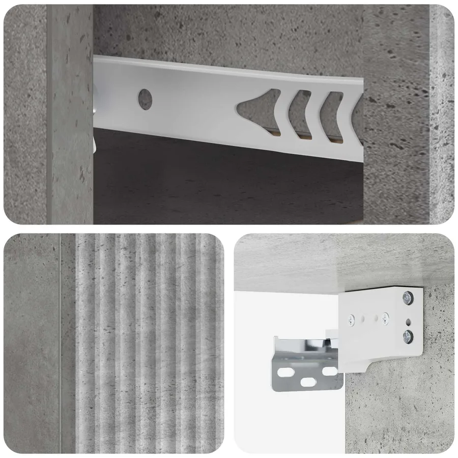 Cabinet de chevet mural 2 pcs Gris béton 33 x 34,5 x 20 cm - 10