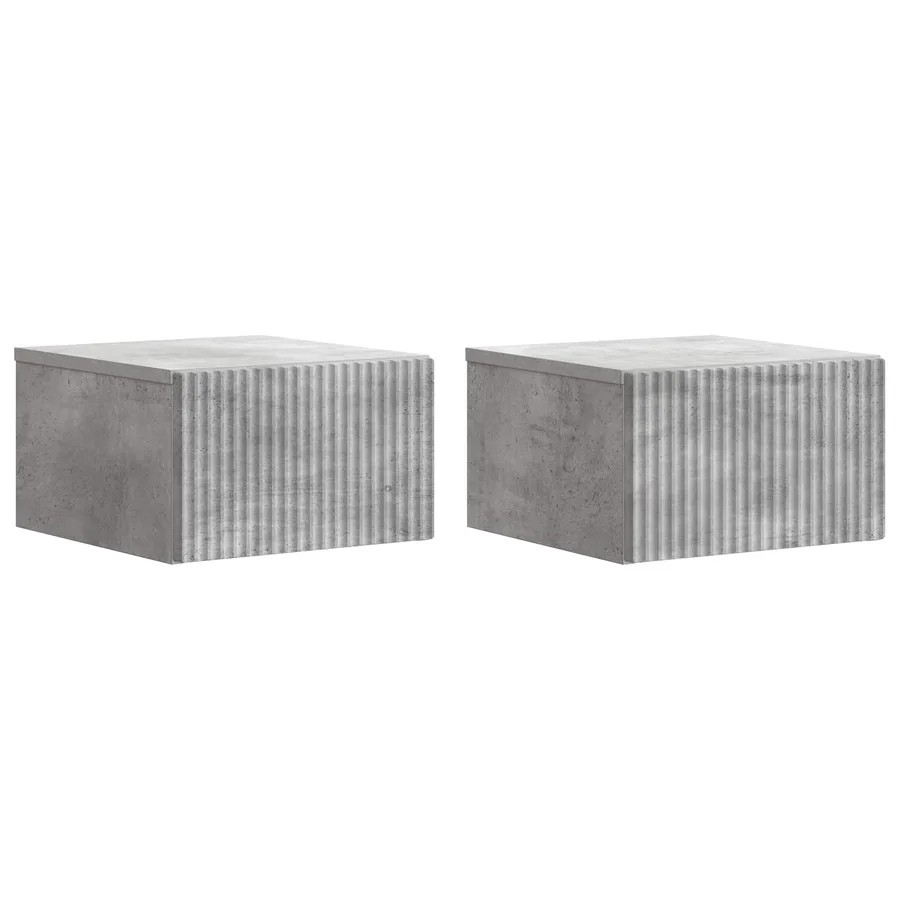Cabinet de chevet mural 2 pcs Gris béton 33 x 34,5 x 20 cm - 2