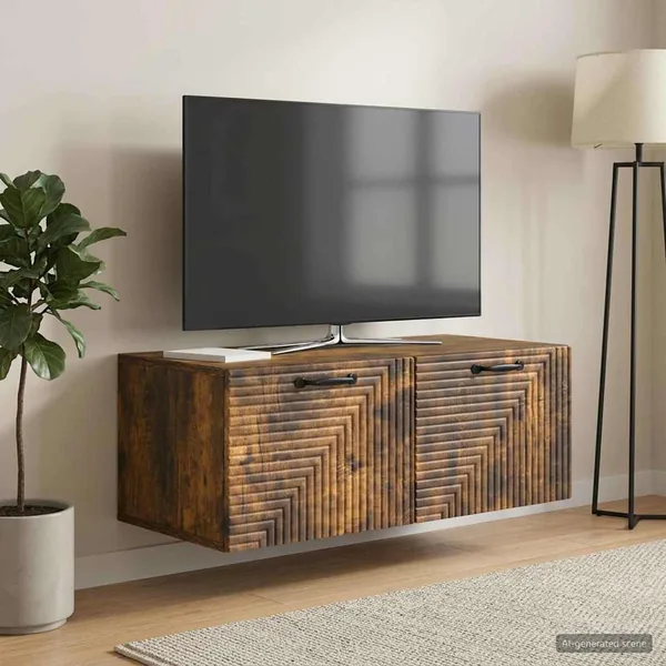 Meuble TV mural Chêne fumé 78,5 x 41 x 30 cm Bois d'ingénierie