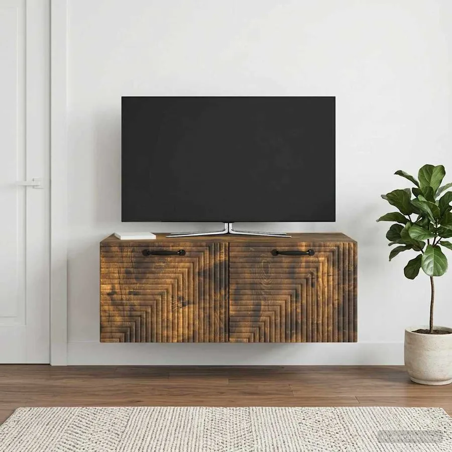Meuble TV mural Chêne fumé 78,5 x 41 x 30 cm Bois d'ingénierie - 4