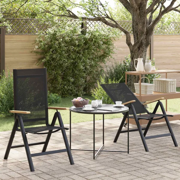 Chaises de jardin inclinables 2 pcs Noir 58 x 73 x 111,5 cm