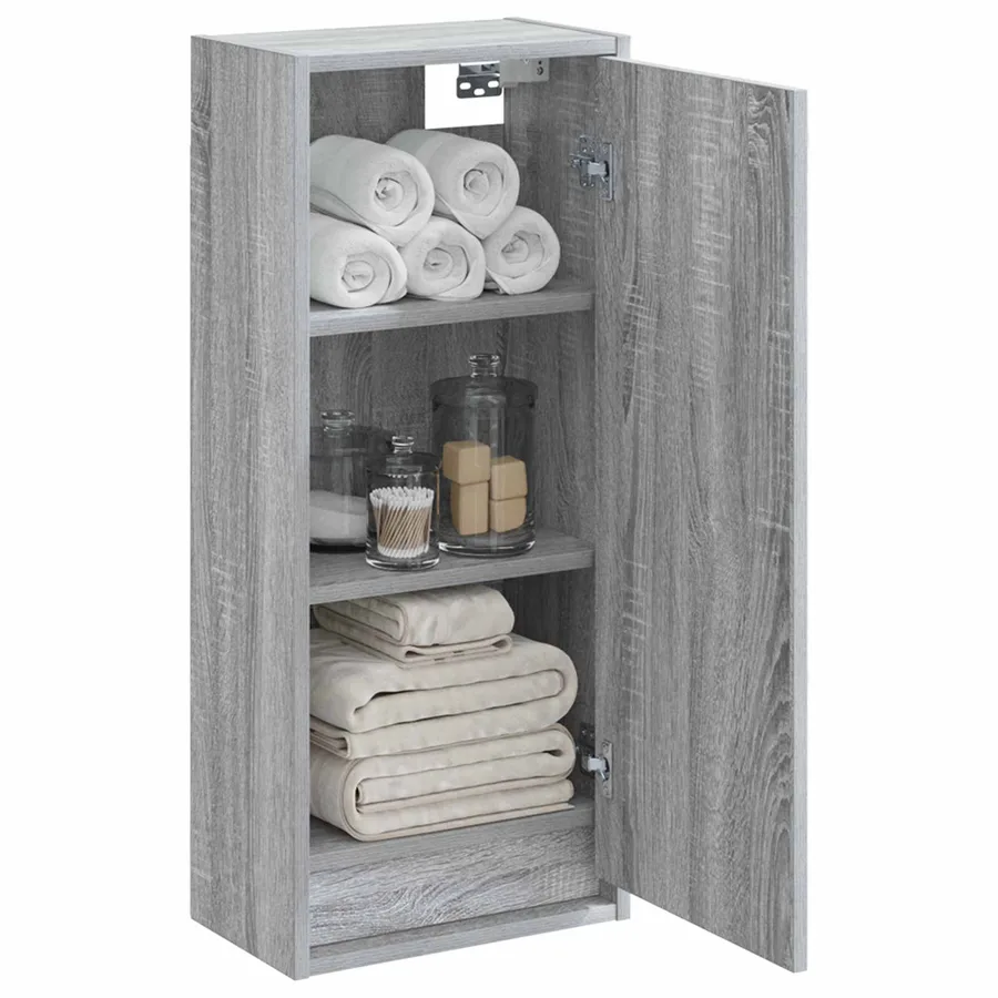 Meuble de lavabo mural Sonoma gris 35 x 20 x 81 cm - 3