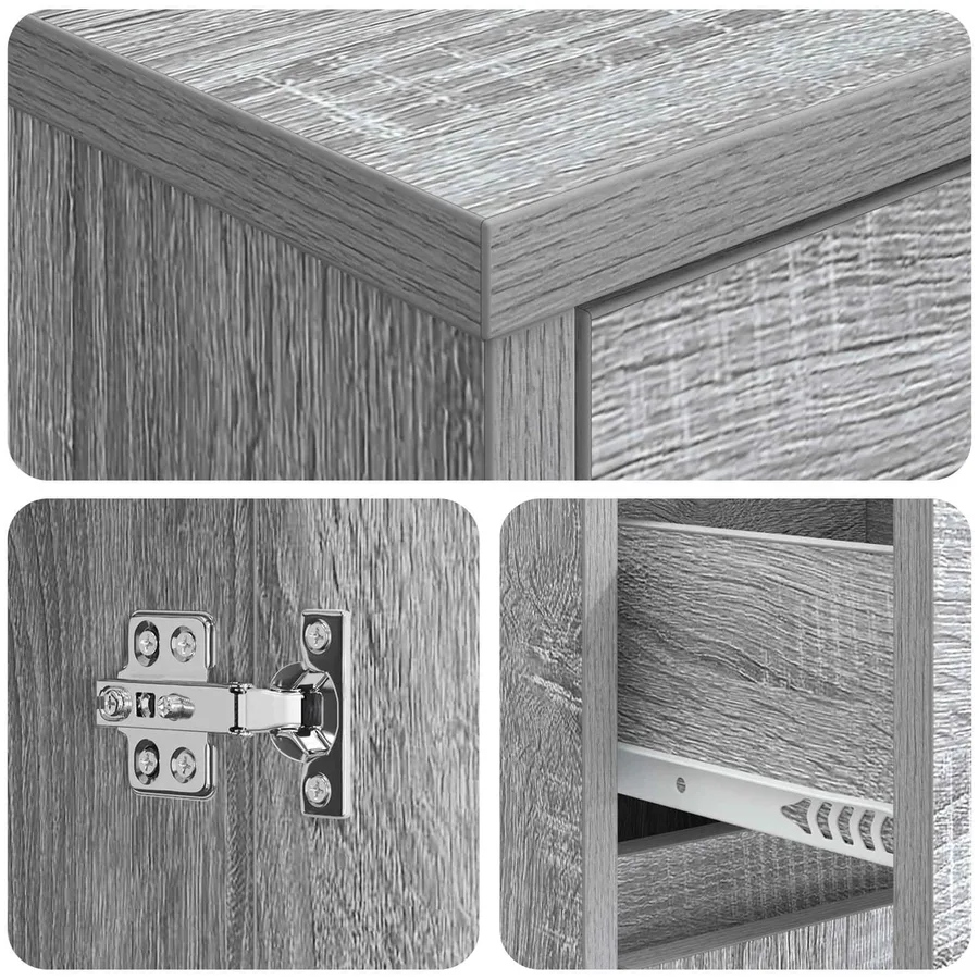 Meuble de lavabo mural Sonoma gris 35 x 20 x 81 cm - 6