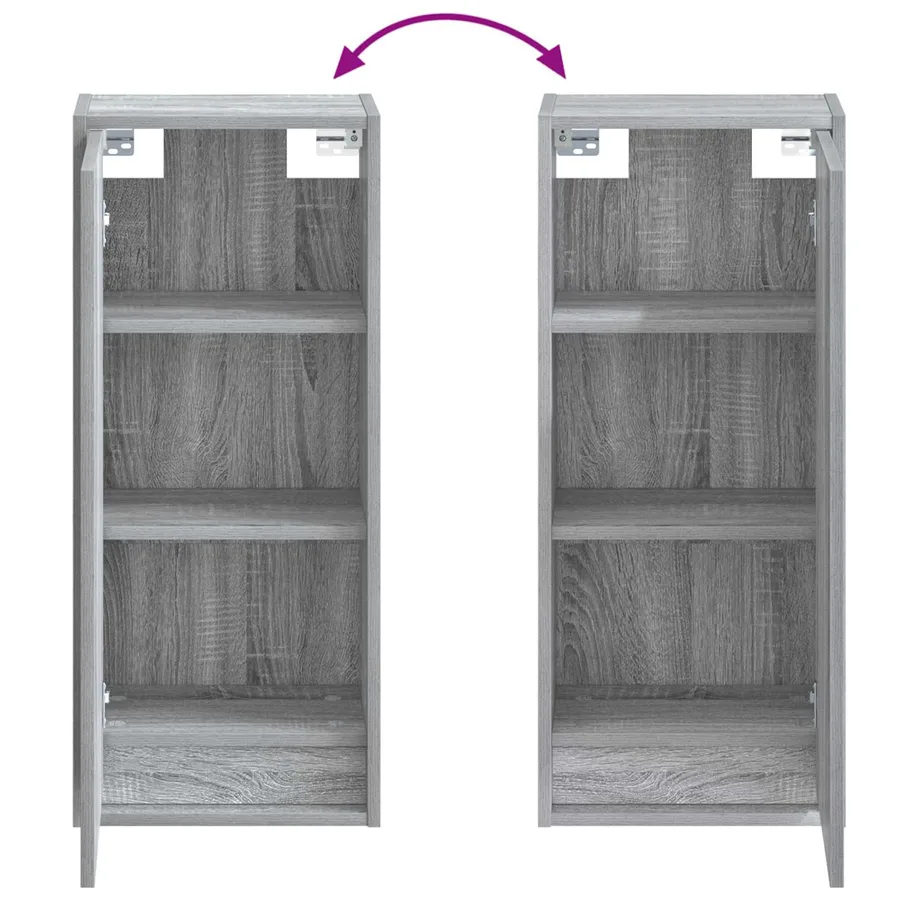 Meuble de lavabo mural Sonoma gris 35 x 20 x 81 cm - 7