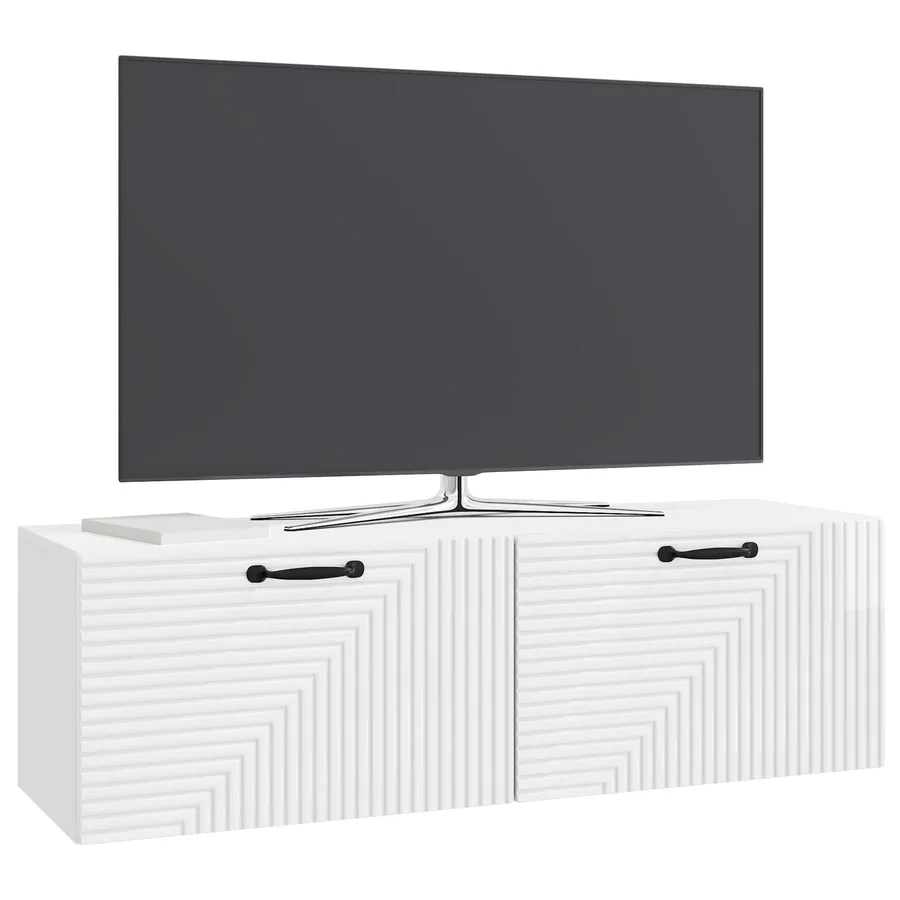 Meuble TV mural Montage mural Blanc brillant 98 x 31 x 30 cm - 3
