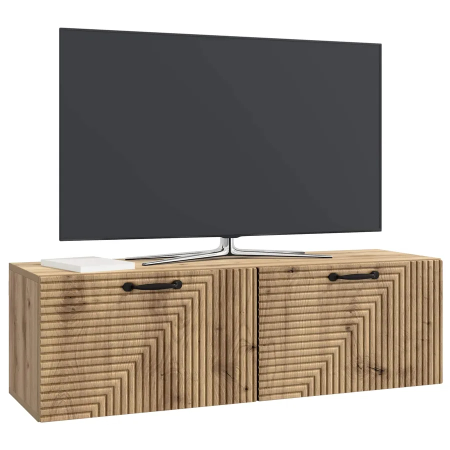 Meuble TV mural 98 x 31 x 30 cm Chêne artisanal - 3