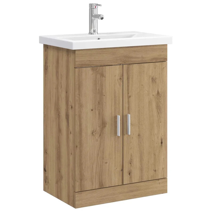 Ensemble de mobilier de salle de bain Chêne artisanal - 2