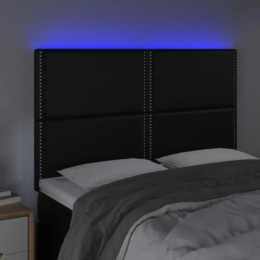 Tête de lit à LED Noir 144x5x118/128 cm Similicuir - 3
