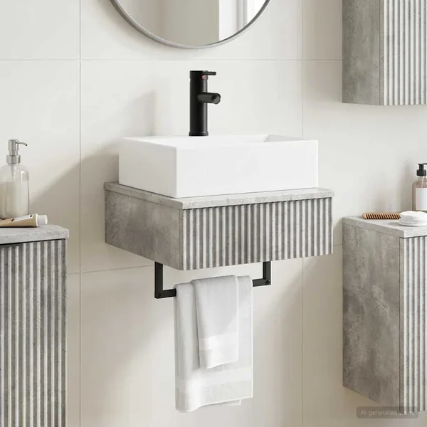 Basin de lavage mural Gris béton 40 x 41 x 39 cm