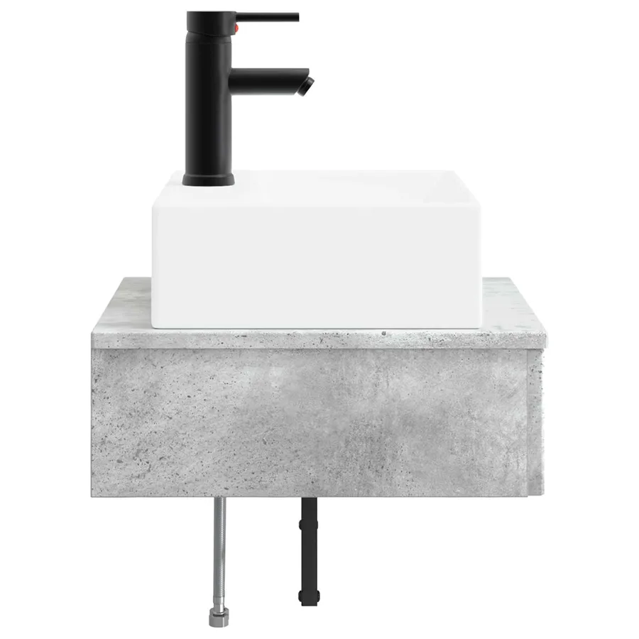 Basin de lavage mural Gris béton 40 x 41 x 39 cm - 4