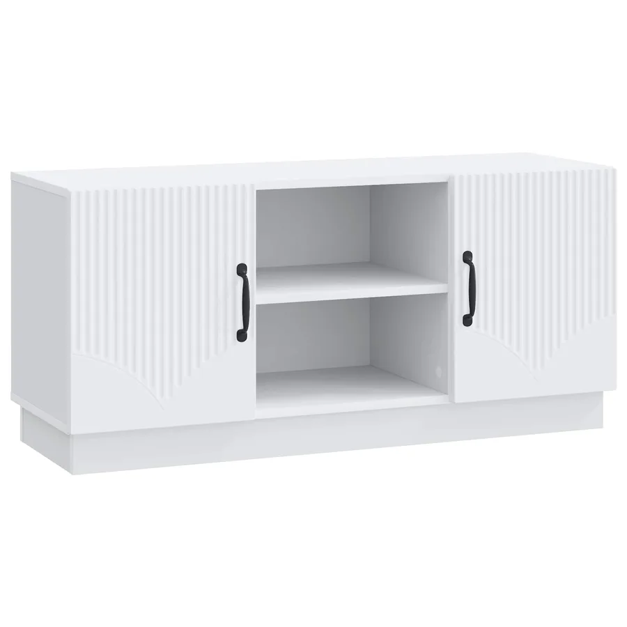 Meuble TV Blanc 102 x 34,5 x 47 cm Bois d'ingénierie - 2