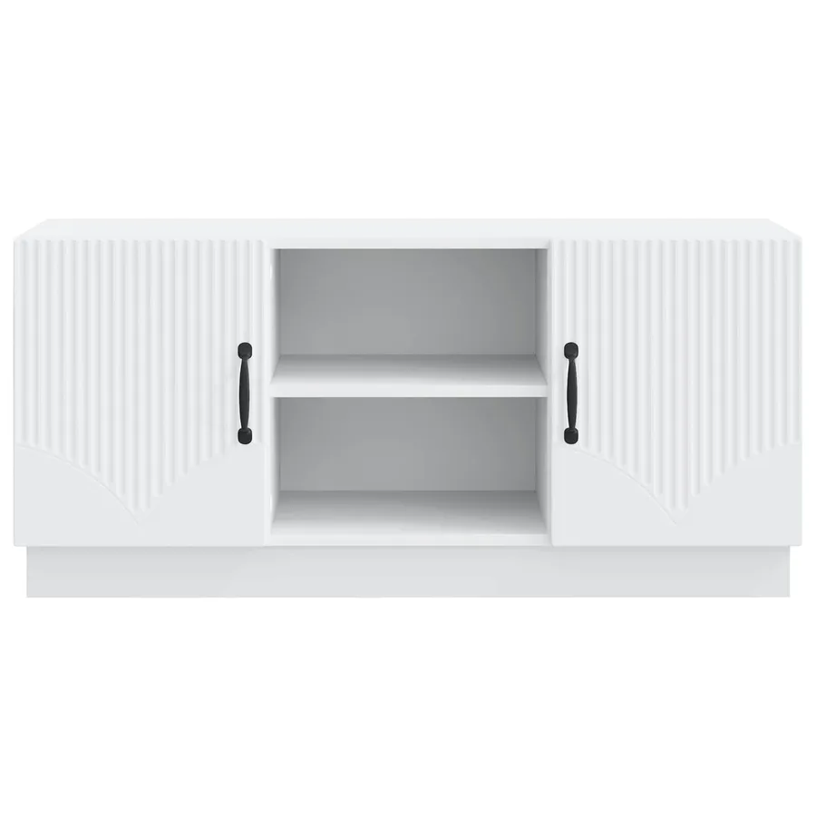Meuble TV Blanc 102 x 34,5 x 47 cm Bois d'ingénierie - 6