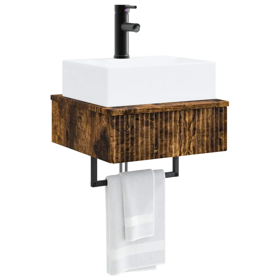 Basin de lavage mural Chêne fumé 40 x 41 x 39 cm - 3
