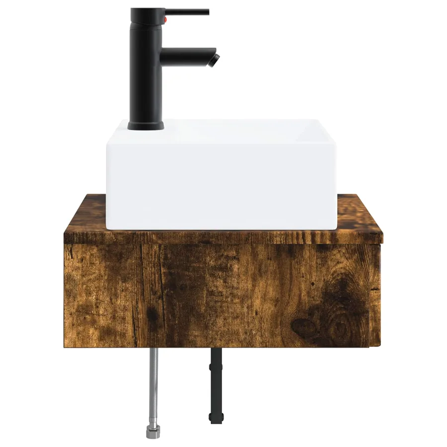 Basin de lavage mural Chêne fumé 40 x 41 x 39 cm - 4