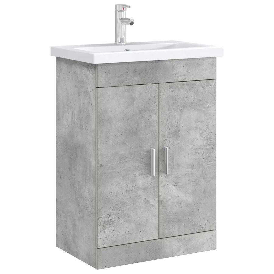 Meuble sous lavabo de salle de bain Gris béton - 3