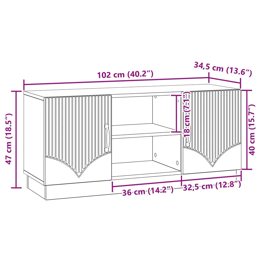 Meuble TV Chêne Sonoma 102 x 34,5 x 47 cm Bois d'ingénierie - 11