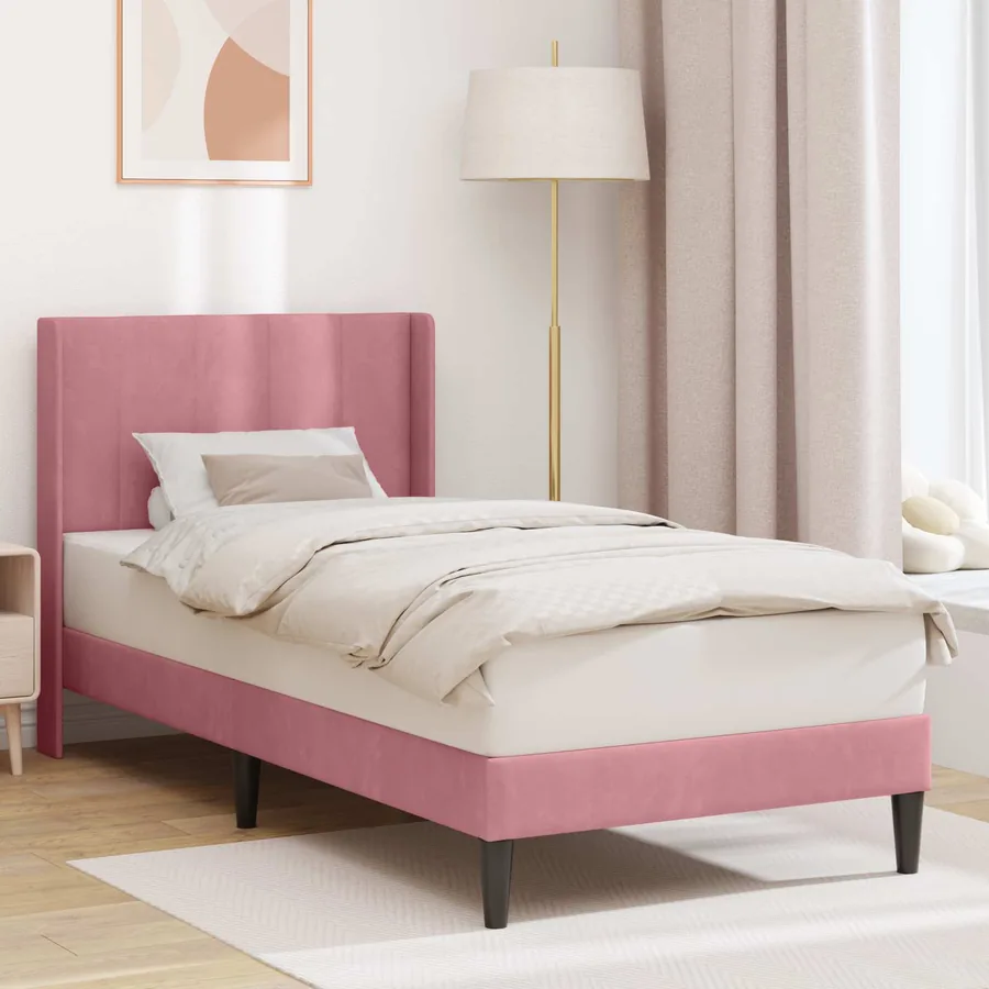 Cadre de lit avec tête de lit Rose 80 x 200 cm Velours