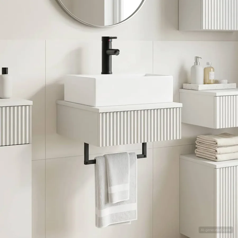Basin de lavage mural Blanc 40 x 41 x 39 cm Bois d'ingénierie