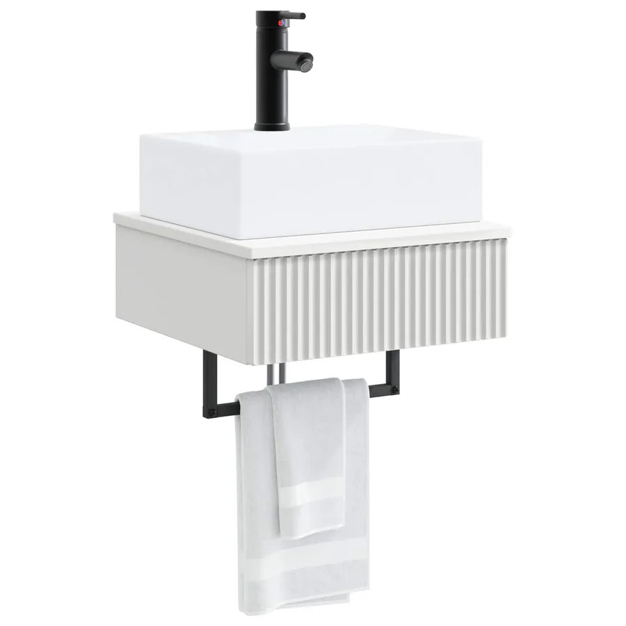 Basin de lavage mural Blanc 40 x 41 x 39 cm Bois d'ingénierie - 3