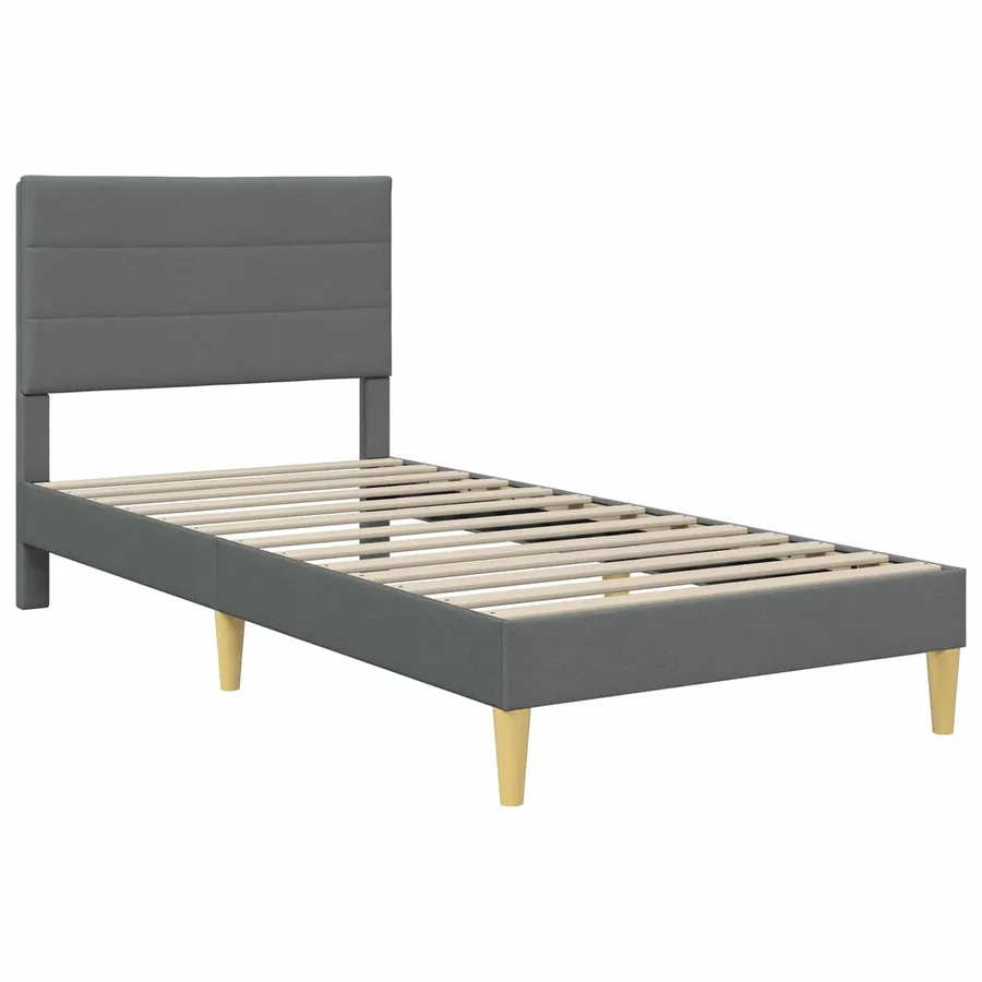 Cadre de lit Gris foncé 100 x 200 cm Polyester - 4
