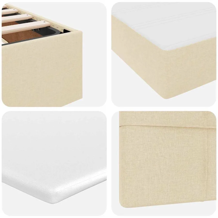 Lit de rangement LED avec matelas Crème 90 x 200 cm Tissu - 13