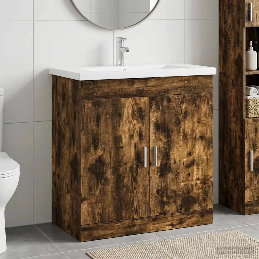 Ensemble de mobilier de salle de bain Chêne fumé
