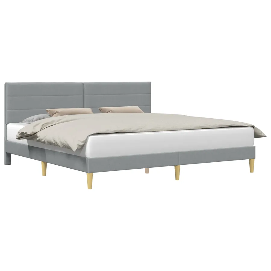 Cadre de lit avec tête de lit Gris clair 200 x 200 cm Tissu - 2