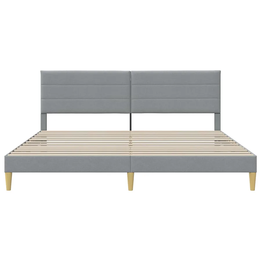 Cadre de lit avec tête de lit Gris clair 200 x 200 cm Tissu - 4