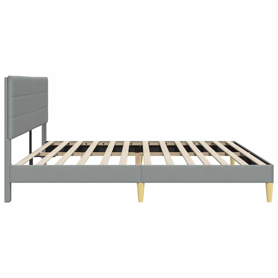Cadre de lit avec tête de lit Gris clair 200 x 200 cm Tissu - 5