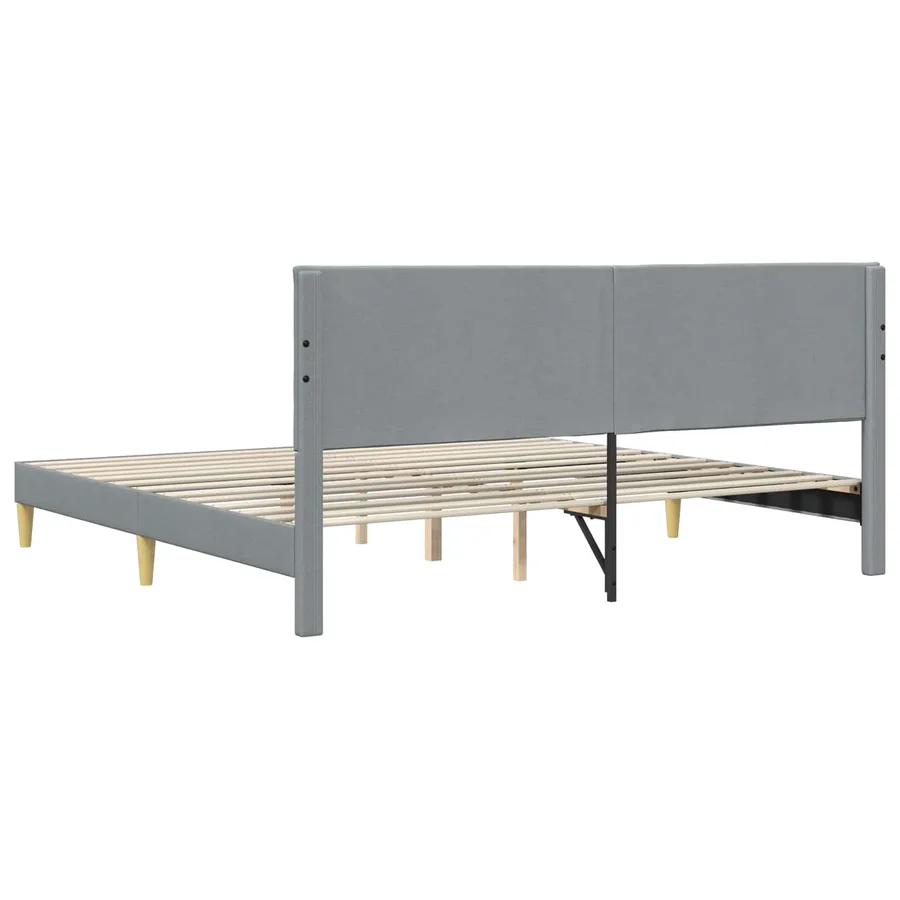 Cadre de lit avec tête de lit Gris clair 200 x 200 cm Tissu - 6