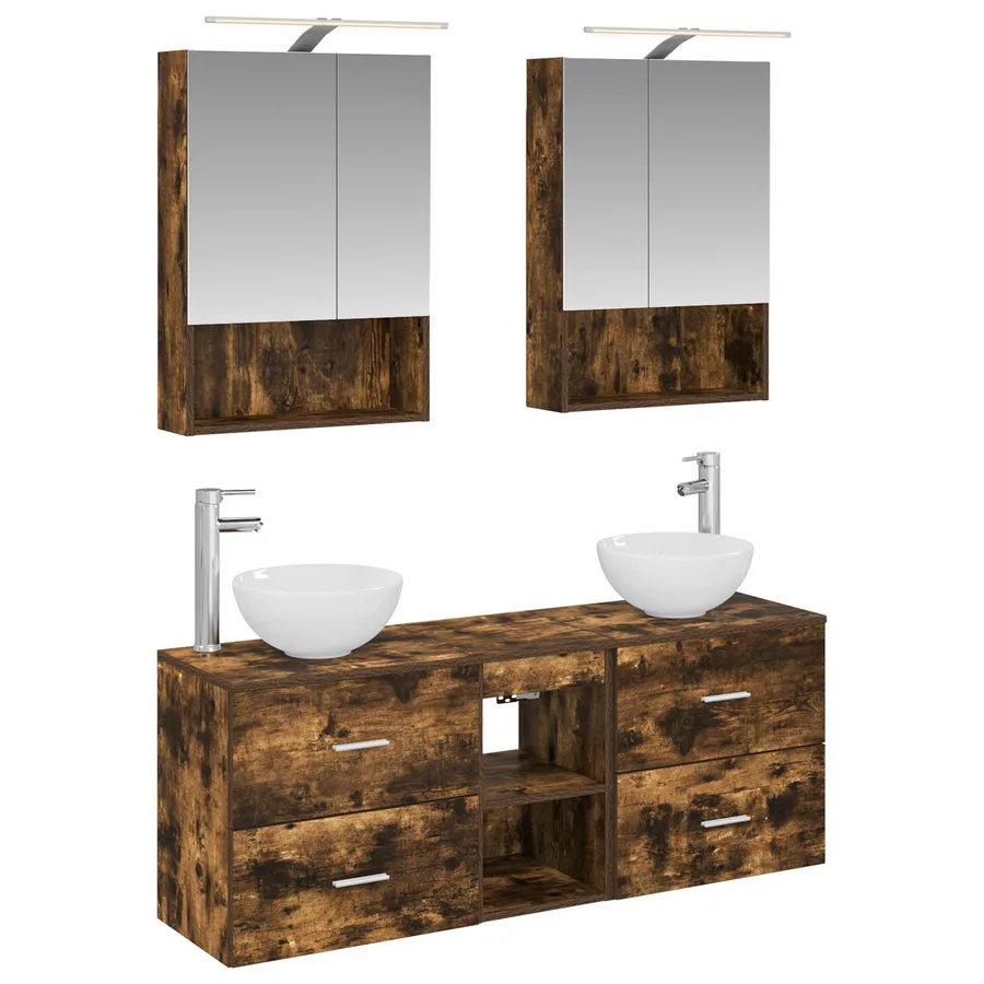 Ensemble d'armoire de salle de bain 5 pcs Chêne fumé - 2
