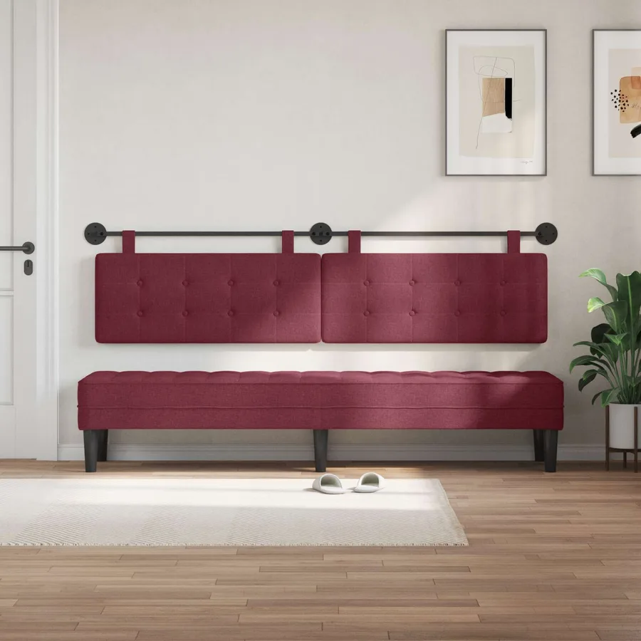Tête de lit suspendue Bordeaux Tissu - 3