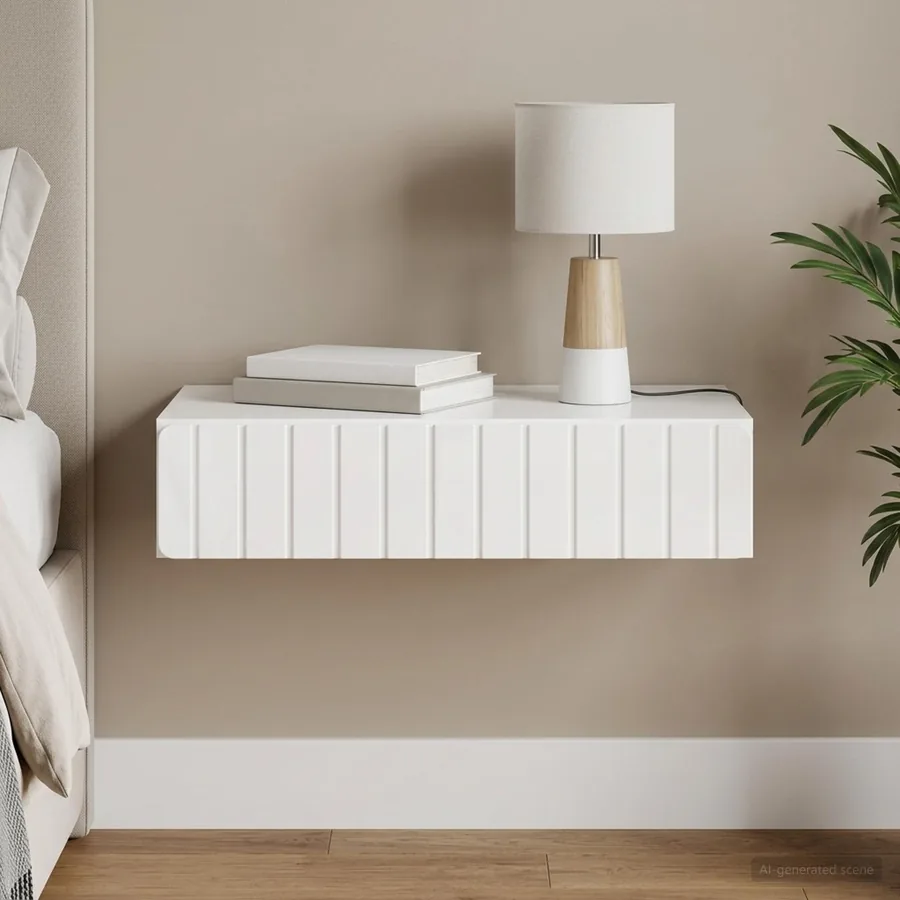 Table d'appoint murale Blanc brillant 87,5 x 34,5 x 17 cm