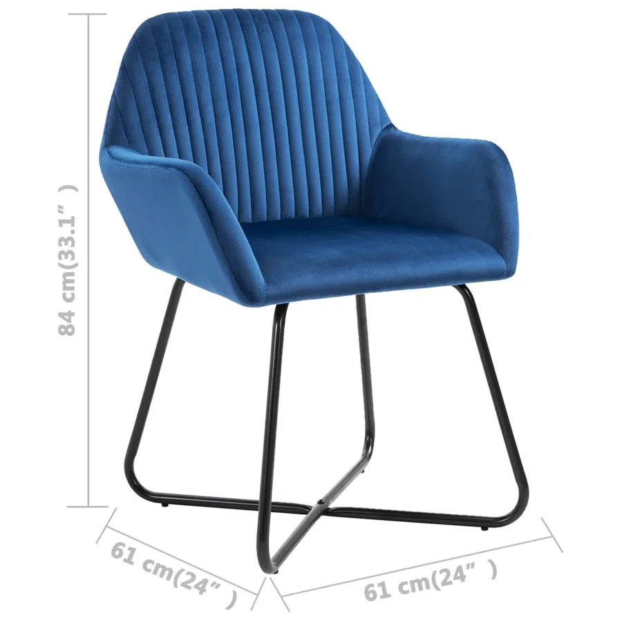 Chaises à manger lot de 6 bleu velours - 8