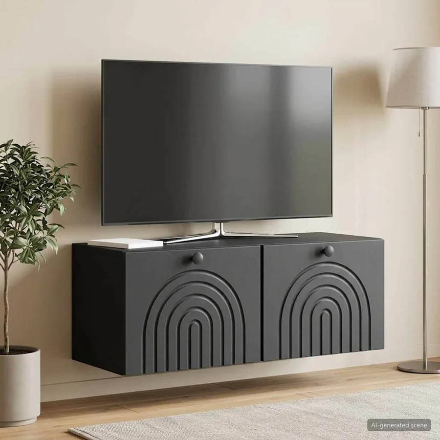 Meuble TV mural Noir 78,5 x 31 x 30 cm Bois d'ingénierie